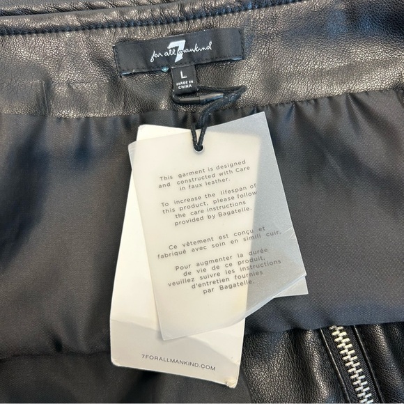 7 For All Mankind black faux leather pleather moto mini skirt zipper detail Sz L - Picture 8 of 11